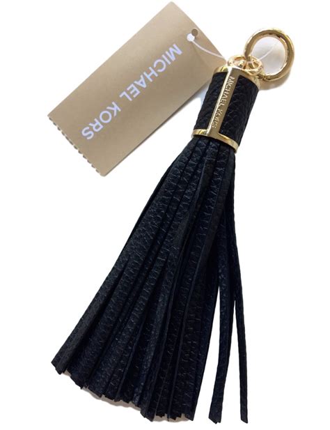 michael kors black tassel keychain|Leather Mini Tassel Key Chain .